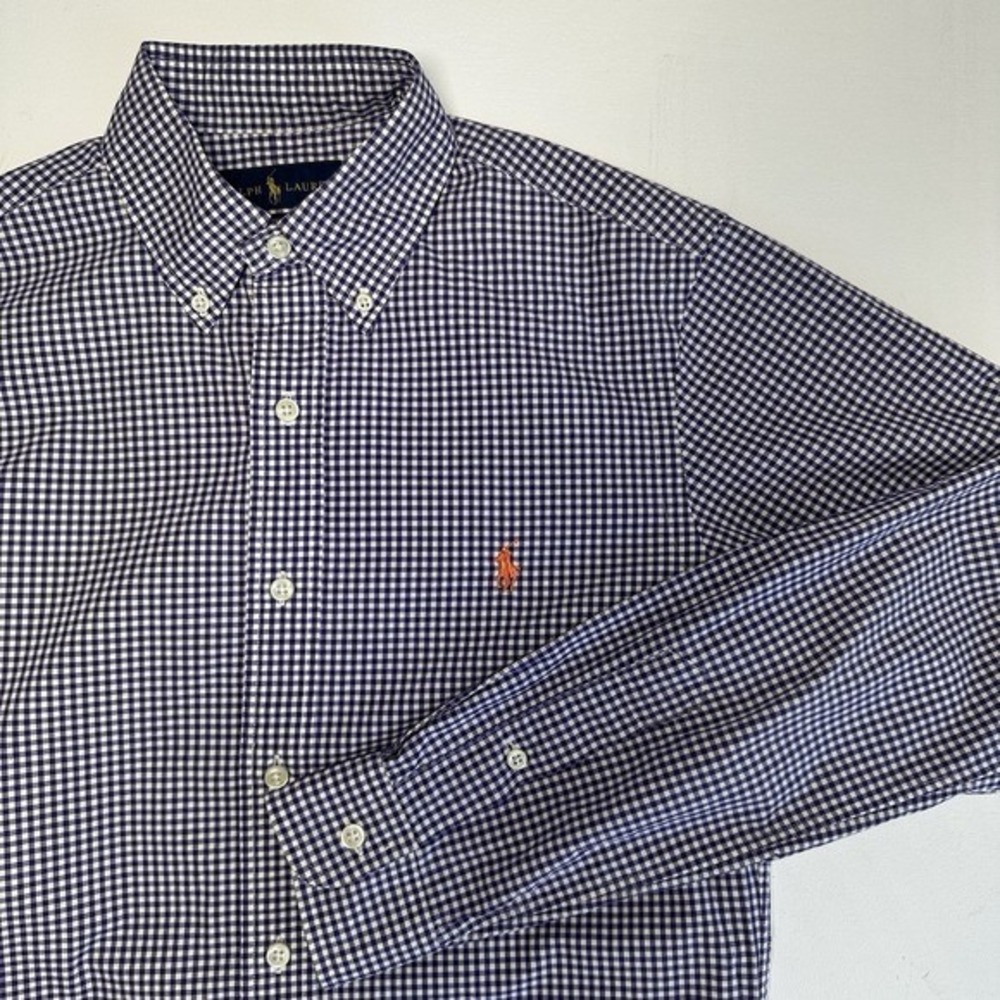Ralph Lauren Men's Small Slim Fit Purple White Gingham Button Down Shirt